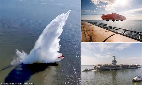 US Navy supercarrier USS John F. Kennedy catapults cars into river | Daily Mail Online