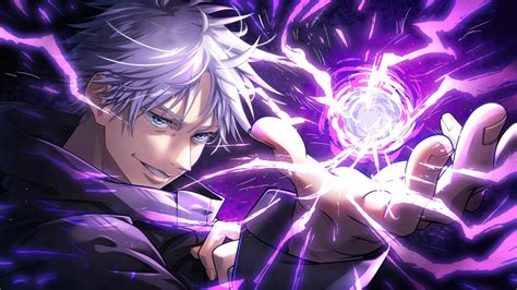 White Hair Satoru Gojo Purple Background HD Jujutsu Kaisen Wallpapers | HD Wallpapers | ID #83834