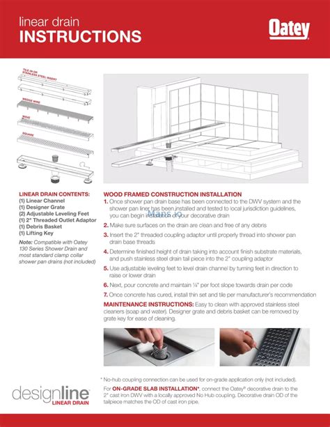 Guide On Oatey Linear Drain Installation Instructions - Wholesale ...