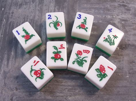 VINTAGE Mah Jongg Tiles FLOWERS Mah Jong Flowers Chunky Tiles