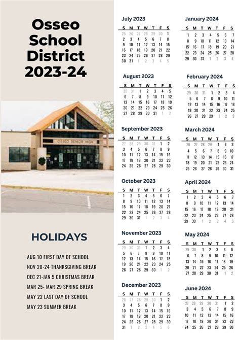 Osseo School District Calendar Holidays 2023-2024