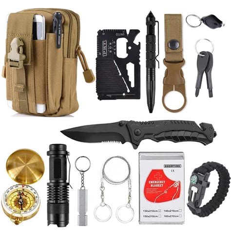 13 in 1 survival kit Outdoor Camping Tools Travel Kit safety & survival SOS EDC Emergency ...