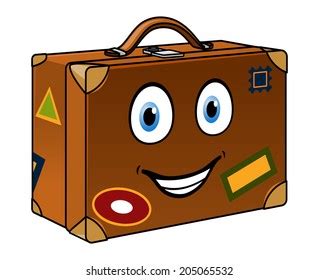 Happy Retro Well Travelled Cartoon Suitcase Stock Vector (Royalty Free) 205065532 | Shutterstock