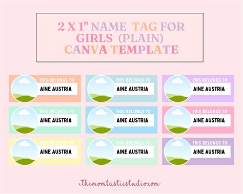 Printable Name Tag Labels for Girls – Instant Download – Canva Editabl ...