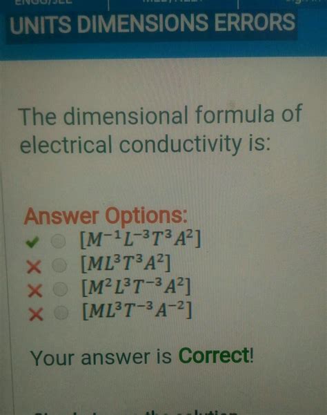 Electrical conductivity dimensional formula - Brainly.in