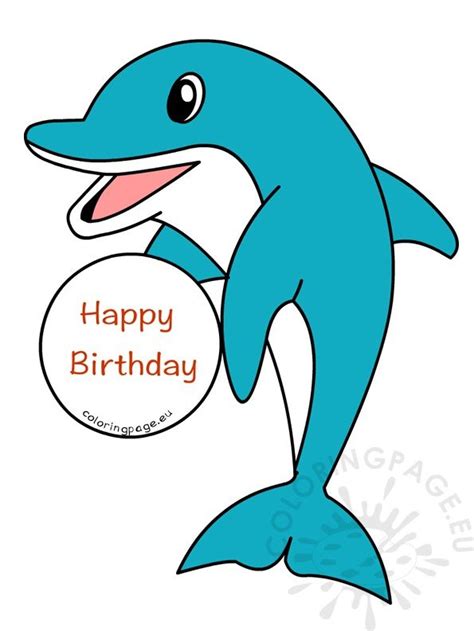 Kid Happy Birthday Dolphin Card – Coloring Page