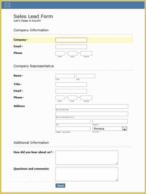 Customer Lead Sheet Template