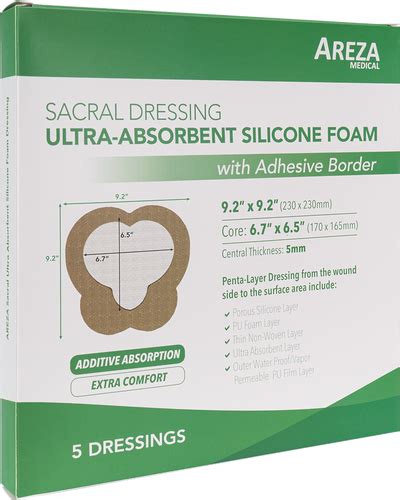 Sacral Ultra-Absorbent Silicone Foam Dressing w/ Adhesive Border 9" X 9 ...