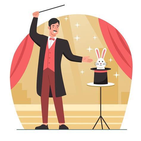 Magician Doing Magic Trick 12069448 Vector Art at Vecteezy