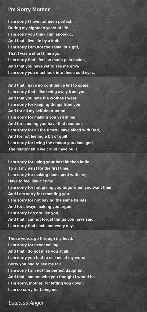 I'm Sorry Mother - I'm Sorry Mother Poem by Ladicius Angel