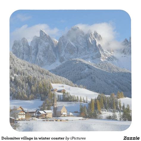 Dolomites village in winter coaster | Zazzle.com | Cool landscapes ...