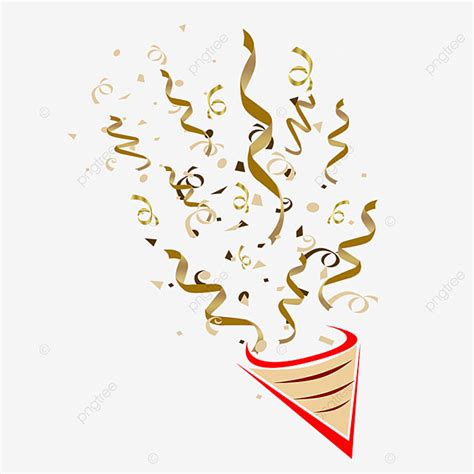 Confetti Cannon PNG Image, Party Popper Cannon Confetti Gold, Confetti, Congratulations, Party ...