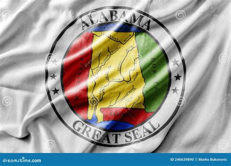 Waving Detailed National US Country State Flag of Seal Alabama Stock ...