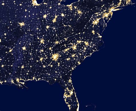 Dark Earth at Night Satellite Image Wall Map NASA City Lights Large ...