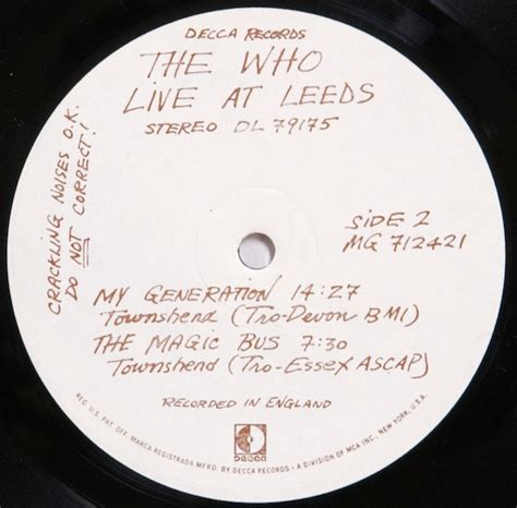 The Who - Live At Leeds - Used Vinyl - High-Fidelity Vinyl Records and ...