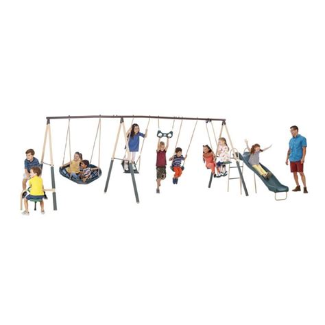 XDP Recreation Deerfield 10 Child Capacity Kids Swing Set Outdoor Playground