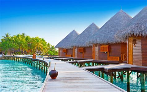 Maldives Luxurious Resort Bungalows Over Water Wallpaper Hd ...