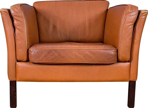 Vintage Tan Leather armchair by Stouby, 1970s - Design Market