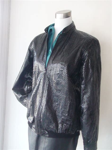 1980s BLACK REAL SNAKE SKIN JACKET | Chaos Bazaar Vintage