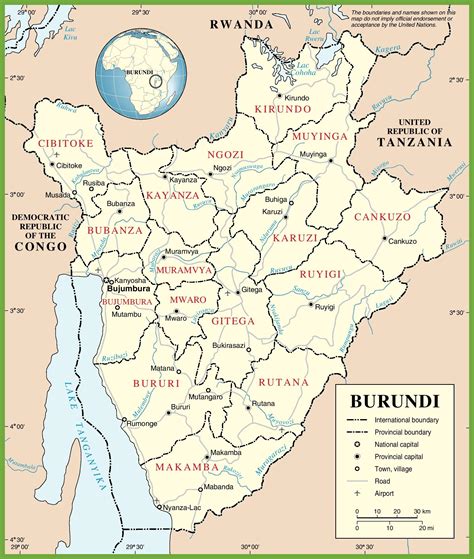 Large detailed road map of Burundi - Ontheworldmap.com