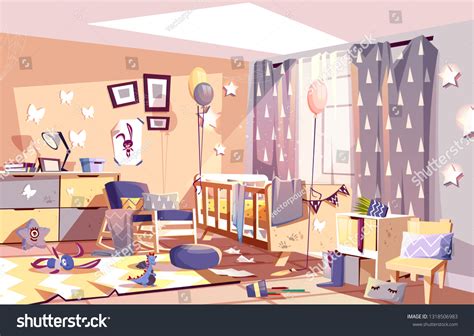 Little Child Messy Room Interior Scattered Stock Illustration ...