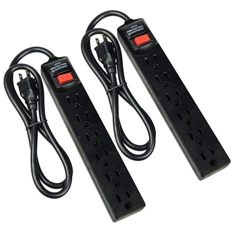 6-Outlet Surge Protector Strip, 2pk, Black - Walmart.com