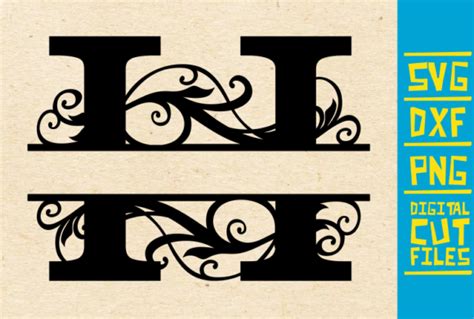 Alphabet Floral Svg Split Monogram H Graphic by svgyeahyouknowme - Creative Fabrica