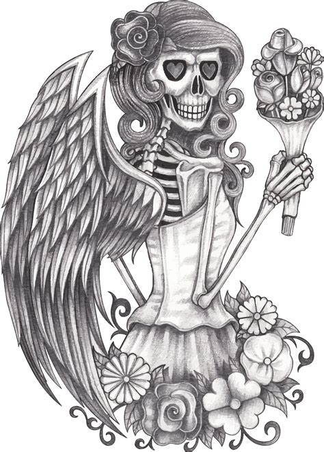 Art fantasy angel skull. Hand drawing and make graphic vector. 12506065 Vector Art at Vecteezy