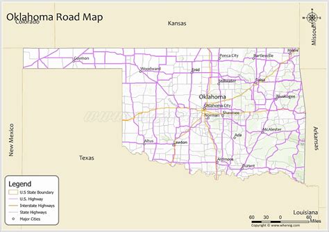 Oklahoma Road Map - Check U.S. & Interstate Highways, State Routes ...