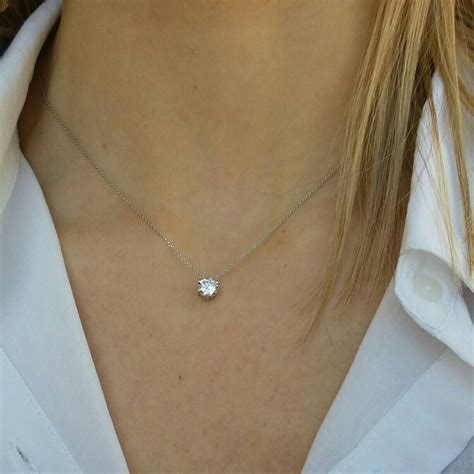 Floating Diamond Necklace, Bridesmaid Gift, Big Single Diamond, Diamond Solitaire Necklace ...