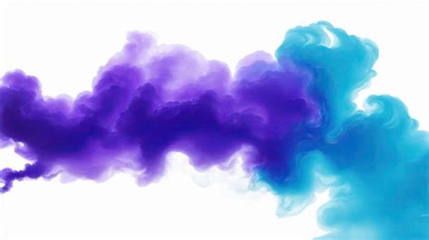 Premium AI Image | Cyan and Purple smoke clouds on a white background