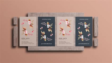 Premium PSD | Floral business card mockup