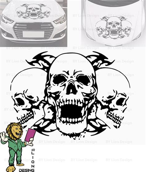 Skull Car Decal. Skull Car Hood Sticker. 3 Dry Heads Car Decal. Skull Decal - Etsy