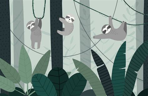 🔥 Download Cute Illustrated Sloth Wallpaper Mural Hovia Ca by @tparks ...