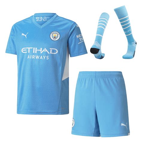 Men's Replica Manchester City Home Soccer Jersey Whole Kit (Jersey ...