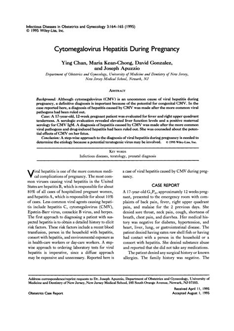 (PDF) Cytomegalovirus Hepatitis During Pregnancy