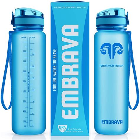 Embrava Best Sports Water Bottle - 32oz Large - Fast Flow, Flip Top ...