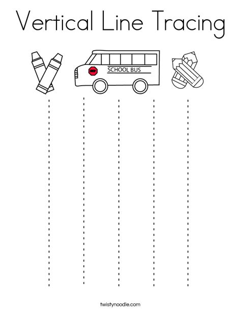 Vertical Line Tracing Coloring Page - Twisty Noodle Preschool First Day, Preschool Tracing ...