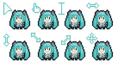 hatsune miku, pixel, cursor / Miku - pixiv