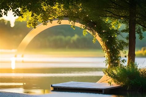 Premium Photo | A boat under a bridge at sunset