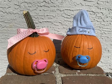 Gender Reveal Baby Pumpkins | Halloween gender reveal, Pumpkin gender ...