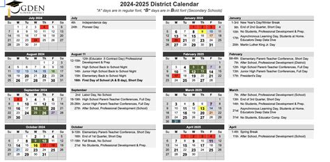 Ogden School District Calendar 2024-2025 in PDF