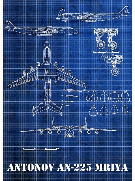 "Vintage Blueprint of Antonov AN 225 Mriya Aircraft" Metal Print by ...