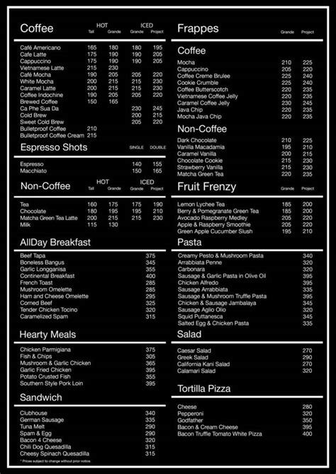 Coffee Project Menu Prices Philippines October 2024 Updated