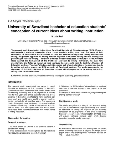 (PDF) University of Swaziland bachelor of education students ...