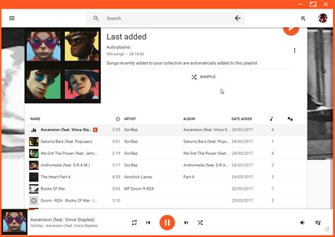 Google play shows the album covers of the last four albums added ...