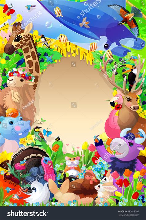 A4 Cartoon Animals Book Cover Template Stock Illustration 587613797 ...