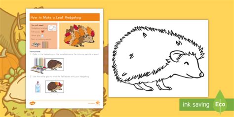 Leaf Hedgehog Template Craft (teacher made)