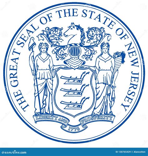 New Jersey State Seal stock illustration. Illustration of america ...