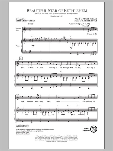 Keith Christopher "Beautiful Star Of Bethlehem" Sheet Music Notes | Download Printable PDF Score ...